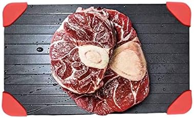 Fast Defrosting Tray, Large Thawing Tray, Rapid Thawing, Rubber on Corners, Meat, Fish Plate Board Defrost No Chemicals/Electricity No Pre-heating, Miracle Quick Defroster Plate, Lock Nutrition, Black