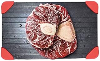 Fast Defrosting Tray, Large Thawing Tray, Rapid Thawing, Rubber on Corners, Meat, Fish Plate Board Defrost No Chemicals/Electricity No Pre-heating, Miracle Quick Defroster Plate, Lock Nutrition, Black