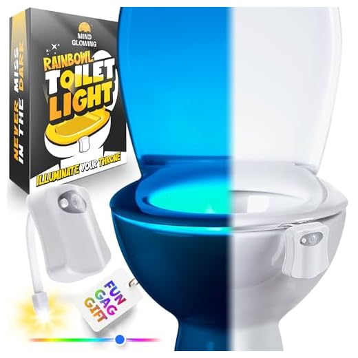 Toilet Bowl Night Light with Motion Sensor LED by RainBowl - Funny & Unique Birthday Gift Idea for Men, Him, Dad, Boyfriend, Husband, Women, Her, Mom - Cool Fun Gadget, Best Gag Housewarming Present