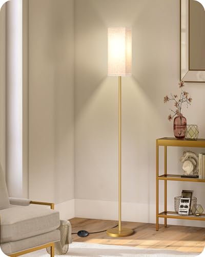 Image of 2Pack Floor Lamp, Pole with Foot Switch, Modern Standing Lamp Lampshade, Minimalist Freestanding Lamp (Bulb Not Included), for Living Room,Bedroom,Office,ETL Listed,Gold and Beige DE07LDP205