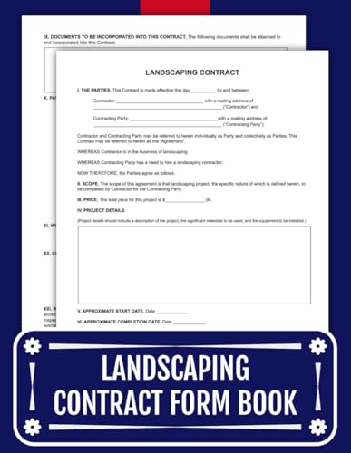 Landscaping Contract Form Book: Legally Binding Agreements Between Contractors and Clients to Outline Scope, Payment Schedules, and Project Timelines