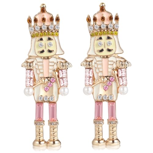 Holibanna 1 Par Pendientes Cascanueces Hombres felpa aros de oro Arete de perlas divertido pendientes navideños pendientes de mujer Pendientes de festival decoraciones de orejas aretes Metal