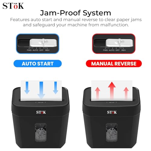 Image of SToK (ST-25CC) 8-Sheet Cross-Cut Paper Shredder for Home & Office, P-4 High Security Level, Quiet Credit Card Shredder with Jam Proof System, 15 Liter Bin Capacity (One Year Offsite Warranty)