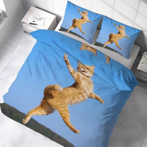 Housse de couette chat à poil dur en microfibre douce avec zip