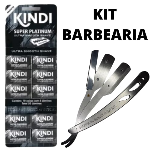 Kit Profissional Navalhete + 50 Lâminas Para Barbearia