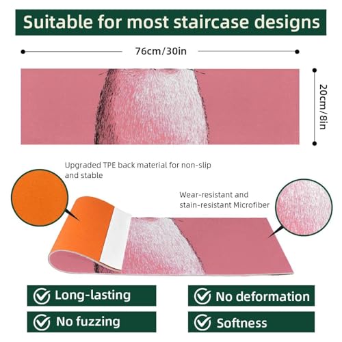 Alfombra para escaleras antideslizante infantil con diseño de gato rosa de 15 piezas 5