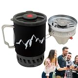 Fornello da trekking, da campeggio con zaino da viaggio – Casseruola portatile | Fornello da campeggio completo per viaggi con zaino in spalla, campeggio, escursionismo e picnic