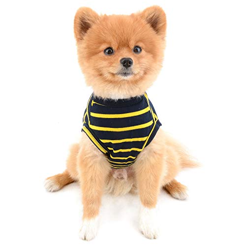 PAIDEFUL Vestiti per cani di piccola taglia gatti ragazzo ragazza estate classico strisce cucciolo t-shirt gilet traspirante maglione cotone tee senza maniche chihuahua Yorkshire - Image 5