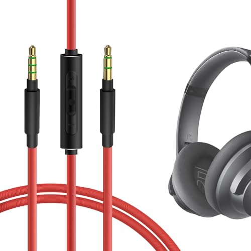 GEEKRIA Câble audio avec micro compatible avec Soundcore, Bluedio, casques MPow, câble de remplacement stéréo 1/8" (3,5 mm) vers 3,5 mm avec micro intégré (4 ft/1,2 m)