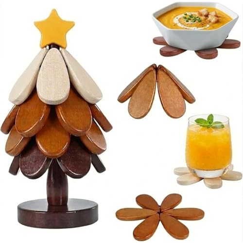 Save 65% on Wooden Tree Trivet Set of 4 for Hot Pots & Plates