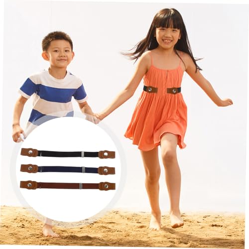 3pcs Elastic Belts Stretchy Waistbands for Boys Solid Color Waist Belts for School Casual Wear Black Navy3