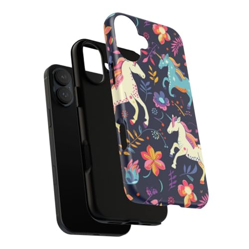 Coque iPhone 16 Plus licorne floral bleu rigide mate housse de protection - 3