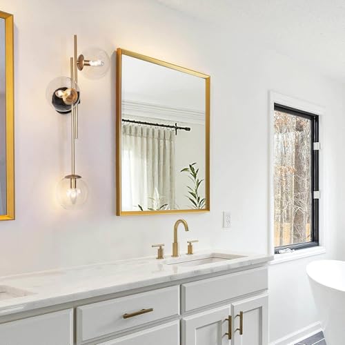 Image of KSANA Bathroom Light Fixtures Over Mirror, Black Gold Vanity Lights for Bathroom with Clear Glass Shade, 3-Light Modern Indoor Sconces Wall Lighting for Bedroom, Hallway, Stairway