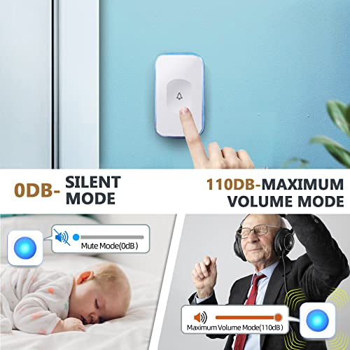 Jsieem DOORBELL-PUSH-BUTTONS Wireless Doorbell 1200 Feet Waterproof Door Bell thumb #3