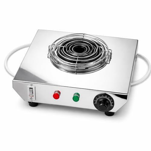 Image of Steeple 2000W Electric Infrared Stove | Stainless Steel Cooktop | All Utensil Compatible | Fast Heating Cooktop with Temperature Control Knob | Portable Kitchen Stove for Home