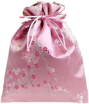 Extra Large Luxury Chinese Silk Brocade Jewelry Pouch Suede lining Drawstring Gift Pouches Decorative Jewellery Storage Bags 7.9x9.85 inch (blue)