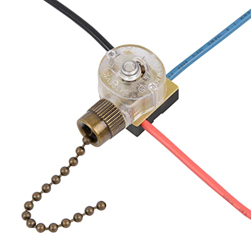 Image of Zing Ear ZE-110 Ceiling Fan Light Switch, Replacement Lamp Pull Chain Switch 3 Wire Fan Switch Compatible with Hunter Ceiling Fans (Bronze Pull Chain)