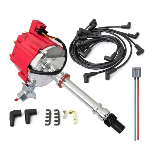 GM08 Performance HEI Distributor &Wire Kit including Compatible with Chevy 305 454 Chevrolet C10 P10 K10 GMC SBC BBC Oldsmobile Pontiac 262 267 307 327 350 5.0L 5.7L 6.6L 7.4L 4.3L