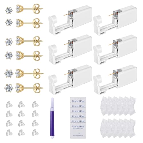 Fanmayhe 43 Pcs Gold Ear Piercing Kit, Disposable Self Ear Piercing Gun Kit by Fanmayhe - Used condition - US$7.28