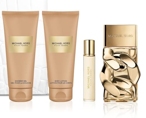 Michael Kors Pour Femme Eau de Parfum 100mL Gift Set with 100ml Body Lotion, 100ml Shower Gel and 10ml Travel Spray