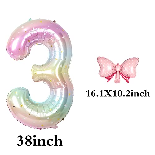 Image of Happy birthday Big Number Balloons Foil Birthday Balloon Number Balloons Happy Birthday Party Decorations Kids and Wedding Party Supplies (Pink 3)