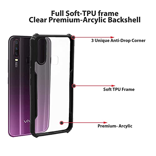 Image of Amazon Brand - Solimo 360 Degree Protection Black Border Back Cover for Vivo Y12 | Y15 | Y17 - Black - Abs