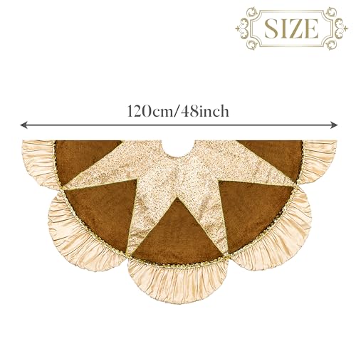 Valery-Madelyn-Christmas-Tree-Skirt-for-Tree-Decorations-48-Inch-Luxury-Sparking-Gold-Large-Xmas-Tree-Skirt-with-Starshaped-Sequins-Pattern-Ruffle-Trim-for-Merry-Christmas-Party-Christmas-Decor Valery Madelyn Christmas Tree Skirt for Tree Decorations 48 Inch Luxury Sparking Gold Large Xmas Tree Skirt with Starshaped Sequins Pattern Ruffle Trim for Merry Christmas Party Christmas Decor
