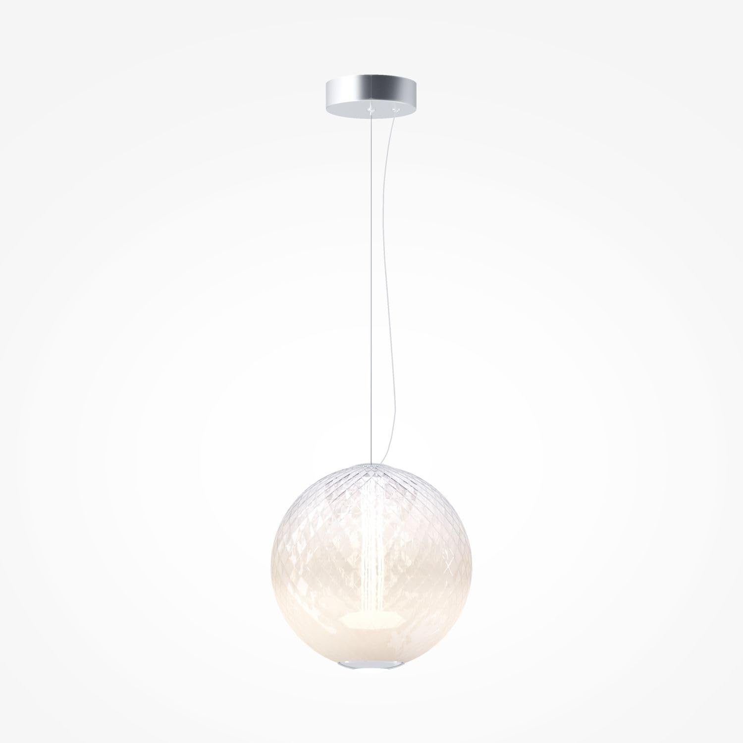 Licht-Erlebnisse LED Hängelampe Glas Metall in Chrom Esszimmer Wohnzimmer Küche Ø30 cm rund 15 W 2000 lm 2700 K Kugel wohnlich blendarme Pendelleuchte Esstisch JOVA