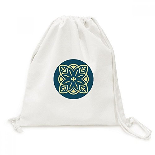 Sac shopping en toile à motif bleu Talavera avec cordon de serrage