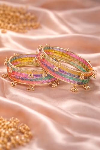 Image of Shining Diva Fashion 16 Pcs Trendy Stylish Glass & Kashmiri Ghungroo Bangles Set for Women & Girls | Traditional Festive Wedding Party Jewellery