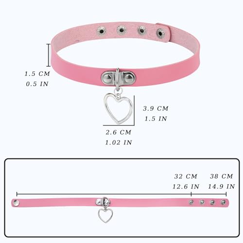 MILAKOO Punk Rock Choker Damen Gothic Lederhalsband mit Anhänger Herz Punk Halsband Frauenpink