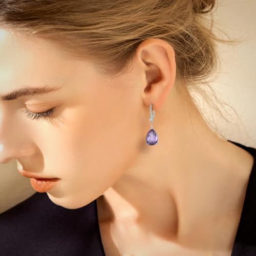 S925 Sterling Silver Teardrop Leverback Dangle Earrings for Women Hypoallergenic, 10×14mm Pear Cubic Zircon Drop Earrings Trendy Jewelry for Sensitive Ears3