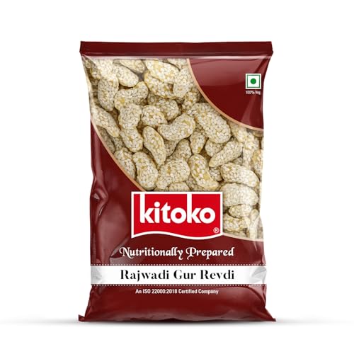 Image of Kitoko Rajwadi Revadi | Gud Revdi | Sweet and Crunchy Gud Ki Rewari | Til Revari | Indian Sweet Candy with Sesame and Jaggery 200g