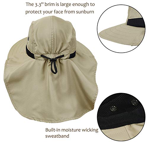 Image of Solaris Sun Hat with Neck Flap, UPF 50 Sun Protection Lightweight Sun Cap for Men Women, Wide Brim Hat for Fishing Hiking