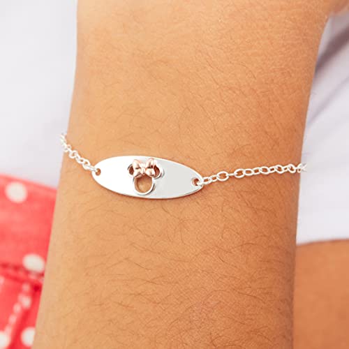 Disney Minnie Mouse Sterling Silver Pink Plated Bracelet, 5.5" + 1" Extender, Officially Licensed3