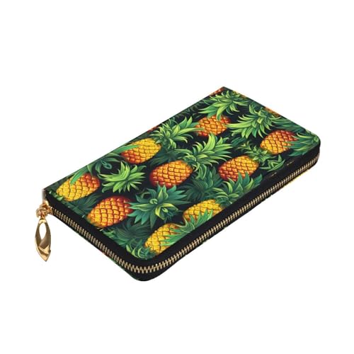 Fresh pineapple printing Women's leather long handheld wallet large capacity credit card zipper bag3