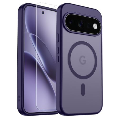 Image of SUPFINE Magnetic for Google Pixel 11 Pro Case - Dark Purple | With Screen Protector,Translucent Matte,Built-in Magnets,Military Grade Drop Protection,Shockproof Phone Cover