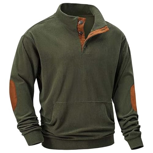 Men's Henley Pullover Sweatshirts Long Sleeve Shirts Casual Thermal Loose Fit Stand Collar 1/4 Button Up Polo Sweaters3