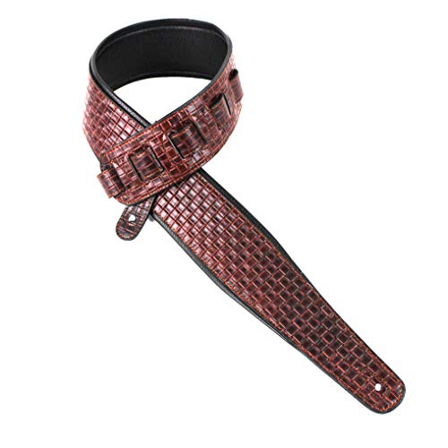 Walker And Williams GP-10 Sangle tissée avec gant rembourré et dos en cuir et nez effilé Marron bourbon - Les Beatles, Paul McCartney, John Lennon, RIngo Starr, George Harrison Walker And Williams GP-10 Sangle tissée avec gant rembourré et dos en cuir et nez effilé Marron bourbon