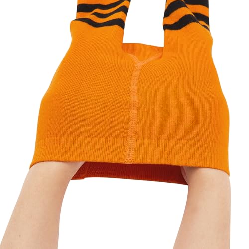 Century Star Gestreift Strumpfhose für Mädchen Baumwolle Strumpfhosen Halloween Weihnachten Kinderstrumpfhose Warme Strümpfe Orange und Schwarz L