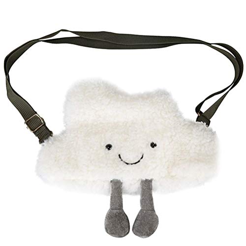 Prevessel Crossbody Tasche für Frauen, süße kleine weiße Wolke Schultertaschen, Mädchen Plüsch Handtaschen, Mode Cartoon Wolken Casual Tasche Cover