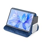 GREENSAPPIRE Cozy Suede Tablet Stand Cushion – Soft Lap Pillow for iPad and E-Readers with Secure Side Pocket, Perfect for Bed, Couch or On-the-Go (Blue)