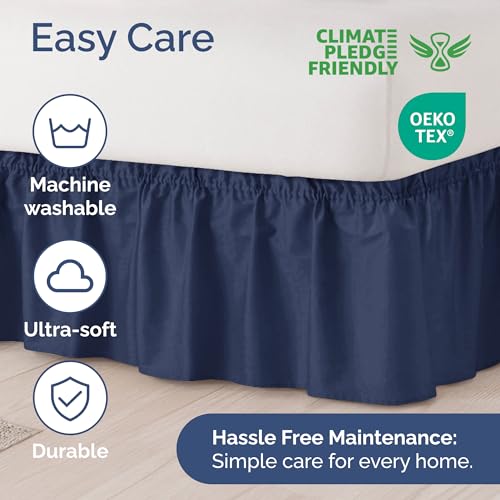 image for CGK Unlimited Wrap Around Dust Ruffle Bed Skirt - Navy Blue - for Quee