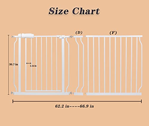 Belabb Extra Wide Baby Gate Tension Indoor Safety Gates White Metal Large Pet Gate Pressure Mounted Walk Through Long Dog Gate For The House Doorways Stairs (62.2 Inch-66.9 Inch/158Cm-170Cm, White) #TOP1