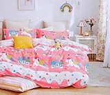 BLACK SPADE Heavy Glace Cotton Kids Microfiber AC Comforter/Blanket/Duvet with 1 Flat Bedsheet and 2 Pillow Covers for Double Bed (Baby Pink Unicorn)