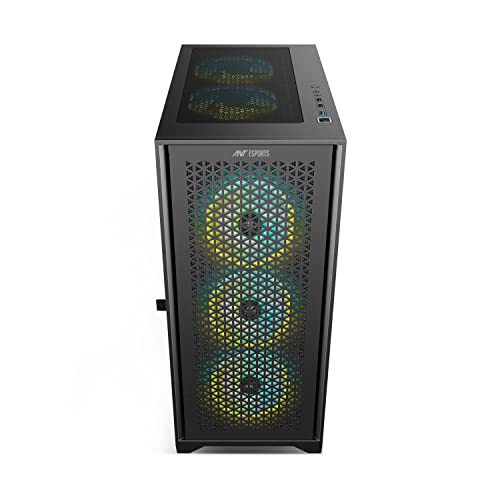 Image of Ant Esports ICE-4000 RGB Mid- Tower Computer Case /Gaming Cabinet - Black | Supports ATX, Micro-ATX, Mini-ITX | Pre-Installed 3 x 120mm ARGB Fans in Front