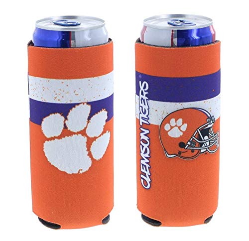 College Logo Ultra Slim Beer 12oz Can Holder Coolers - 2-Pack (Clemson Tigers Helmet Coolie)