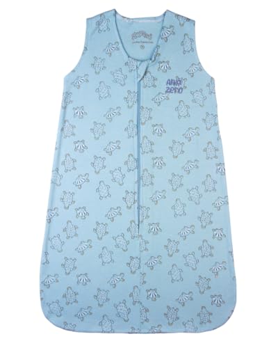 Saco de Dormir Bebê Pijama Menino Suedine Estampado Tartarugas 100% Algodão (Azul, M)