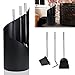 Accessoires de günstig Kaufen-LZQ Kaminbesteck Schwarz 4-tlg. Modern Edelstahl Kaminzubehör, Kaminofen Zubehör Set mit Schürhaken, Ascheschaufel, Kaminbesen & Ständer, für Wohnaccessoires Kaminreinigungsset