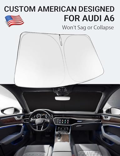 Image of Proadsy 2026 Upgrade Windshield Sun Shade Custom Fit 2019-2025 Audi A6 Foldable Front Sunshade Protector Sun Visor Blocks UV Rays Keep Car Cooler